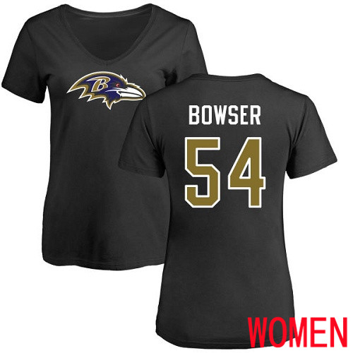 Baltimore Ravens Black Women Tyus Bowser Name and Number Logo NFL Football #54 T Shirt